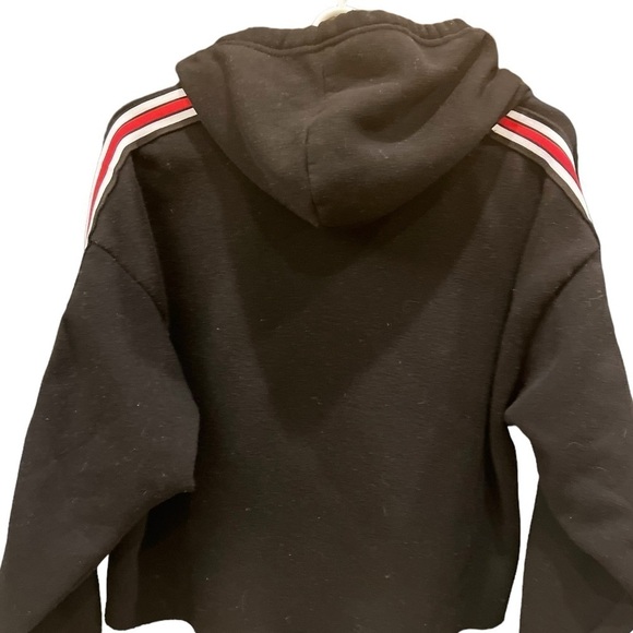 Roma Concept - Black Cropped Hoodie with Red strips - Size Large - Picture 3 of 9